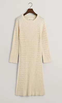 Gant Cable Knit Crew Neck Dress - Cream - Large - Brand New With Tags • £44