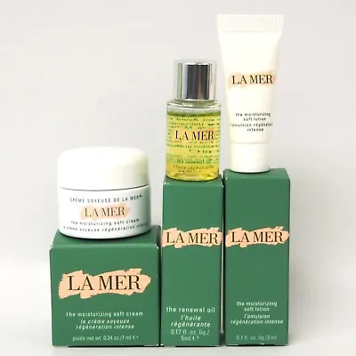 SET OF 3 La Mer Deluxe Travel Sample SOFT CREAM SOFT LOTION & THE RENEWAL OIL • $58.49