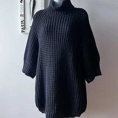 J. Crew Women’s Black Waffle Knit Poncho Turtleneck Pullover Sweater Sz S • $29