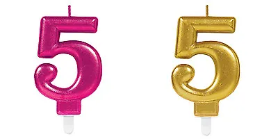 Birthday Candles Numbers Pink & Gold Happy Party Cake Age Decorations • £3.19