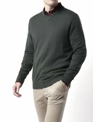 New Mens Sweater Jumper V Neck Soft Knit Pullover Elbow Patch S M L XL • £7.98