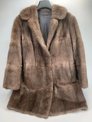 Real Mink Fur Coat By Royal Sovereign Furs Jacket Pastel Beige Brown Size 14 VGC • £53.09