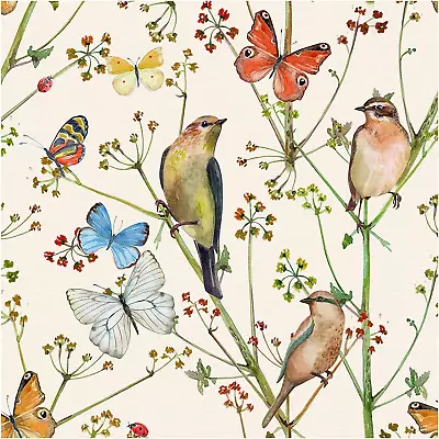 Vintage Peel And Stick Wallpaper Birds Butterfies Floral 17.7In X 118In • $29.99