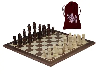 Walnut Chess Set With Chess Pieces And Chess Bag 14 Inch • £49.99