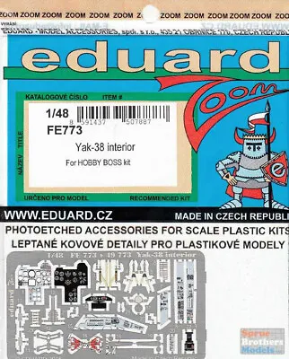 EDUFE773 1:48 Eduard Color Zoom PE - Yak-38 Forger Interior (HBS Kit) • $19.84