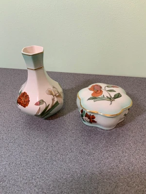 £0.99 • Buy Royal Worcester - Palissy - Small Bud Vase And Trinket Lidded Box
