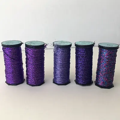 5x Kreinik Metallic Thread #16 Medium Braid PURPLE Variety Lot Polyester 11 Yds. • $21.95