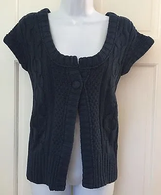 Mossimo Supply Co Blue One Button Cardigan SZ XS Stretchy Cap Sleeve Cabled  • $12.60