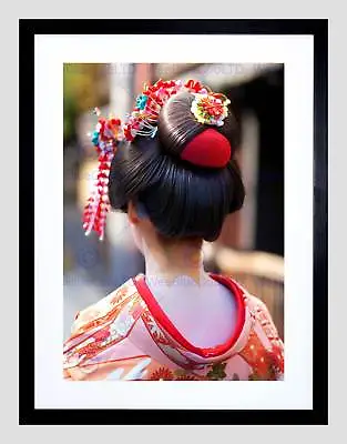 £24.50 • Buy Geisha Japanese Hair Asian Woman Girl Black Framed Art Print Picture B12x9083