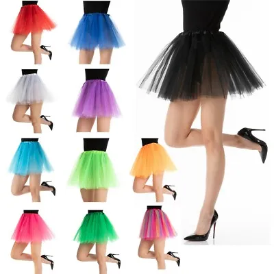  TUTU Skirt Ladies Dance Party Ballet Fancy Dress Petticoat 3 Layers Costume Lot • £4.99