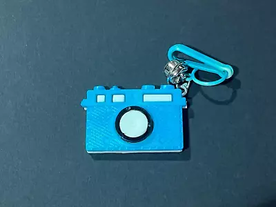 1980s Bell Charm Necklace Blue Camera Vintage Plastic Clip On With Bell • $20.43