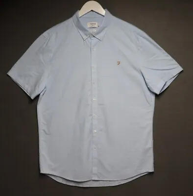 Farah Men's Shirt XL Short Sleeve Slim Fit Blue • £14.95