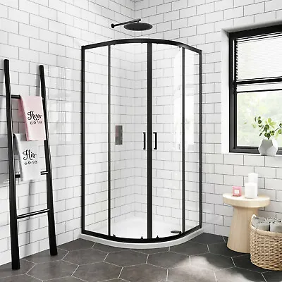 Black Matt Modern Quadrant Shower Enclosure Corner Cubicle 800mm Bathroom • £199
