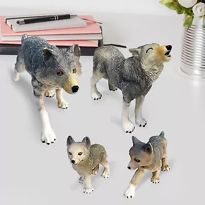 Wolf Family Figures Clear Texture Appealing Color Animal Figurine Wolf Toy • $12.23