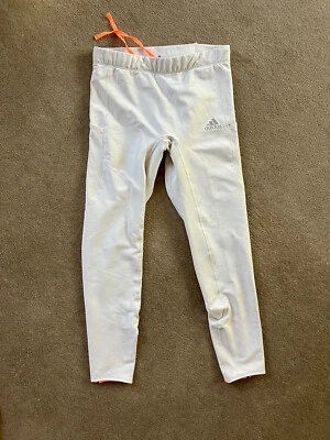 $12.60 • Buy Beige & Neon Orange Adidas Cold & Dry Running Pants Size S