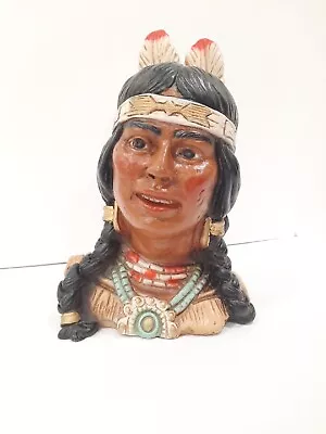 VTG Native American Indian Warrior Bust Universal Statuary Corp Chicago 1974 605 • $16.19