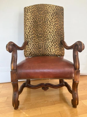 $1750 • Buy Vintage Ralph Lauren Royal Leather & Leopard Armchair