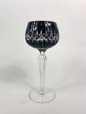 Vintage Cut To Clear Czechoslovakian Hand Cut Wine Glass Dark Burgundy Bohemian • $76.49