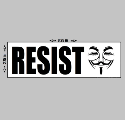 $6.99 • Buy BUMPER STICKER - Resist V For Vendetta Guy Fawkes Mask Anonymous Love Anti Obey