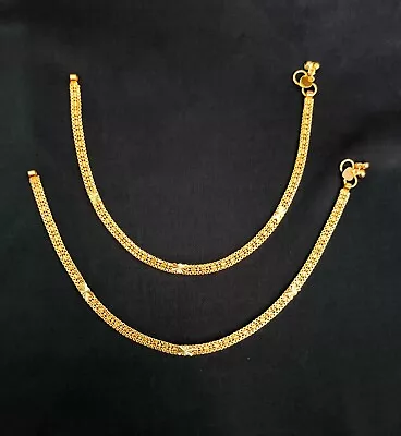 Indian 22K Gold Plated 10  Payal Foot Designer Anklet Set Women Jewelry Jar954 • $22