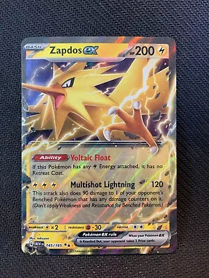 Pokémon TCG Zapdos Ex Scarlet & Violet-151 145/165 Holo Double Rare • $1.99