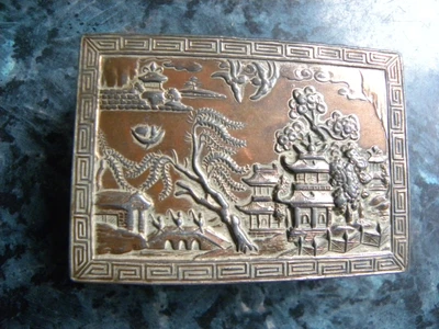 £1.99 • Buy Chinese Design Metal Match Box Holder - Unmarked
