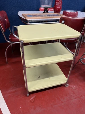 $150 • Buy Vintage Cosco Stylaire Original Kitchen Cart -Light Pale Yellow MCM