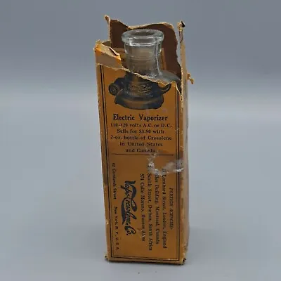 RARE Vapo-Cresolene Electric Vaporizer Bottle With Box & Papers Antique Vintage • $49.99