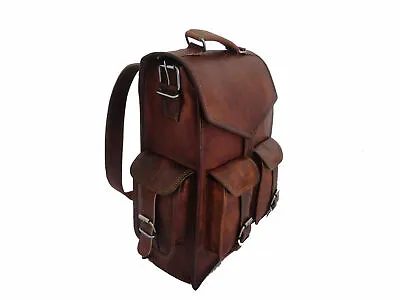 $60.45 • Buy Leather Backpack Bag Genuine Laptop Men's Rucksack Travel Vintage New Large Men