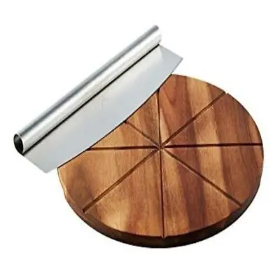 Hans Grill Pizza Cutter And Round Serving Board Gift Set | Large Brown  • $37.95