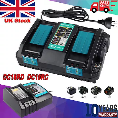 For Makita DC18RD 18V LI-Ion Twin Port Rapid Battery Charger Dual Port Genuine • £19.99