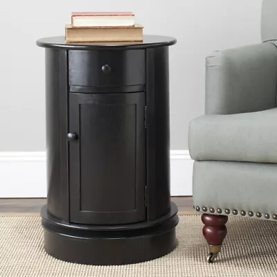 SAFAVIEH Tabitha Swivel Accent Table | Distressed Black | • $177.99