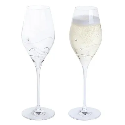 Personalised Dartington Glitz Pair Of Prosecco Glasses Flutes With Crystals • £44.99