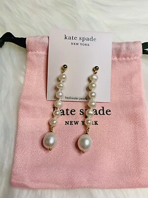 $69.99 • Buy Kate Spade Pearl Play Linear Earrings New With Dust Bag Freshwater Pearl