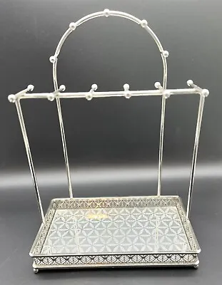 Jewelry Stand NecklaceBracelet  Holder Display With Mirrored Tray Silver • $15