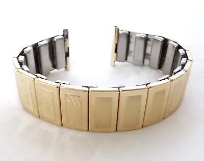 Vintage Rowi 20 Mm New Old Stock Gold On Steel Men's Expandable Watch Bracelet • £13.99