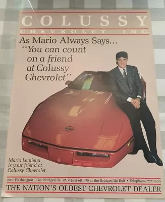 1989 Mario Lemieux Pittsburgh Penguins Colussy Chevrolet  Promo Advertisement  • $15