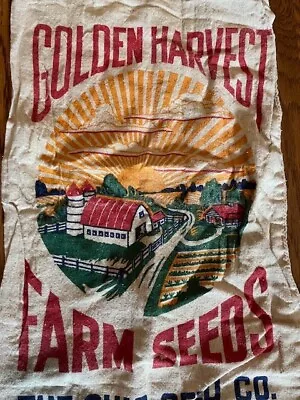 Vintage Fabric Feedsack 31x14 - Ohio Scenic Farm Graphic - Unopened - Great Cond • $5.50