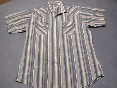Ely Cattleman Men's Short Sleeve Pearl Snap Shirt Size Extra Large Stripes  • $12.95