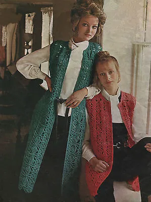 Vintage Crochet Pattern Lady's Long Hippie/Festiival Waistcoat/Jacket.  • £1.80