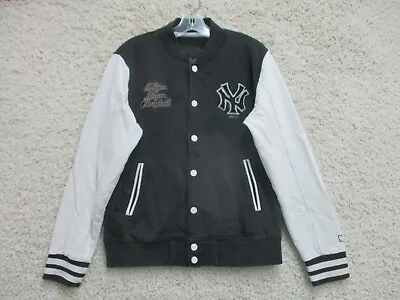 MLB New York Yankees Jacket Large Youth Black White Snaps Pockets Basbeall Boys • $19.80