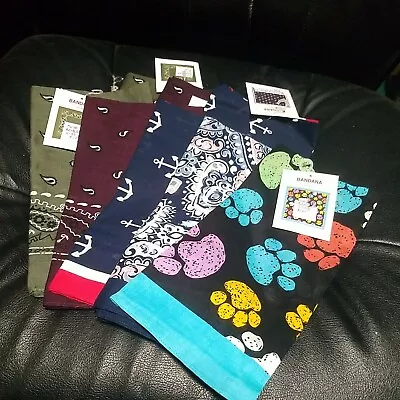 WalMart Handkerchiefs Paws Olive Anchors Wine Multicolor 8 Each 5 NWT 3 No Tags  • $19.99