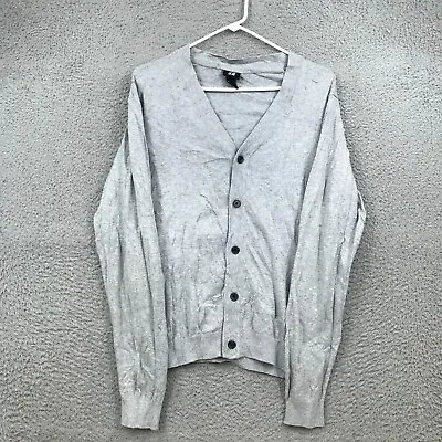 H&M Cardigan Sweater Womens Medium Gray Solid Knit Long Sleeve 38506 • $3.60