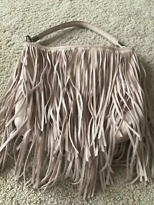 H & M DOUBLE FRINGE Pink SATCHEL ~ SHOULDER OR CROSSBODY ~ PEBBLED FAUX LEATHER • $20.99