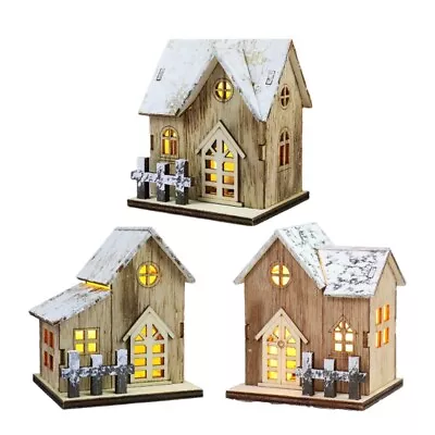 Christmas House Figurine Ornaments With Lights Friend Gifts Tabletop Decor • $16.26