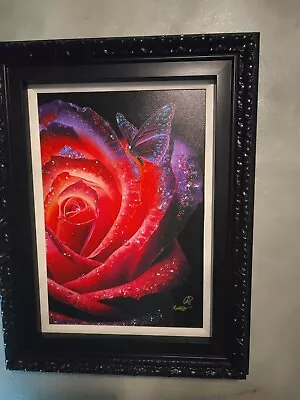 Michael Godard Purple Edge Rose 2023 Hand-signed & Embellished Giclee Painting • $1650
