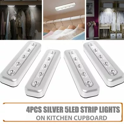 5 Ultra Bright LED Push Night Light Stick On Kitchen Cupboard Under Cabinet Home • £8.49