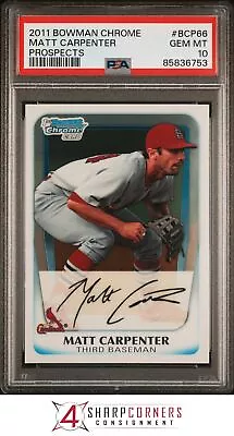 2011 Bowman Chrome Prospects #bcp66 Matt Carpenter Rc Psa 10 B3835093-753 • $21.59