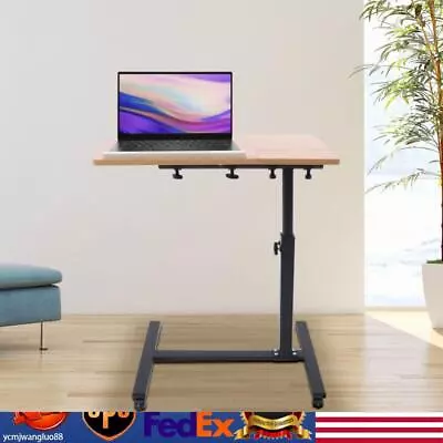 Adjust. Height Laptop Desk Angle Rolling Cart Over Bed Hospital Table Stand • $55