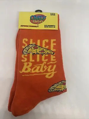 Crazy Socks Women's Crew Size 5-10 One Pair - Slice Slice Baby Pizza Graphic • £10.57